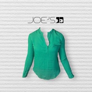 JOE’S JEANS Cotton Kelly Green Long Sleeve Blouse XS Designer Top